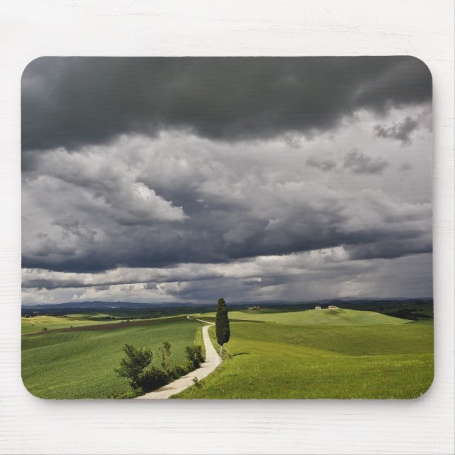 Road and storm clouds, rural Tuscany region, Mouse Pad (Front)