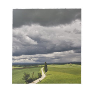 Road and storm clouds, rural Tuscany region, Notepad