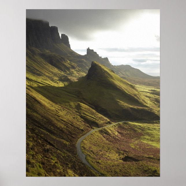 Road ascending The Quiraing, Isle of Skye, Poster (Front)