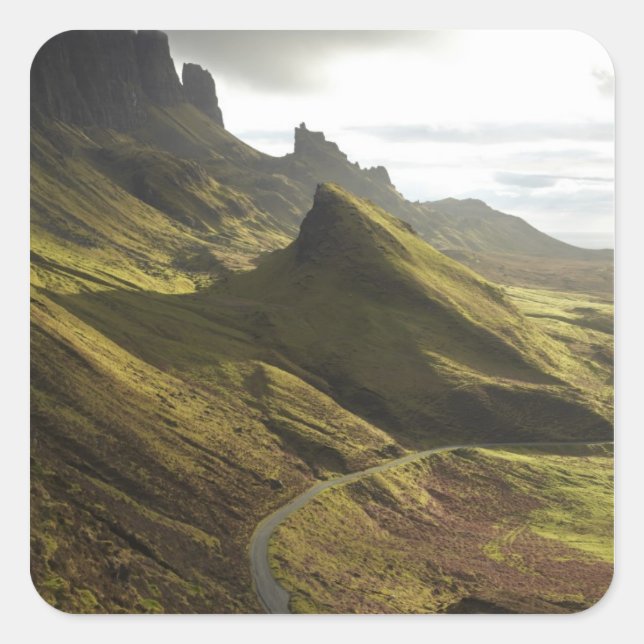 Road ascending The Quiraing, Isle of Skye, Square Sticker (Front)