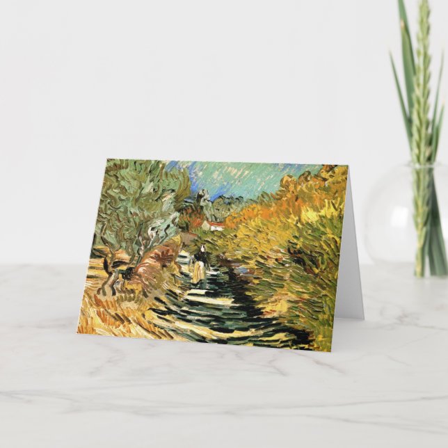 Road at St Remy with Figure by Vincent van Gogh Card (Front)