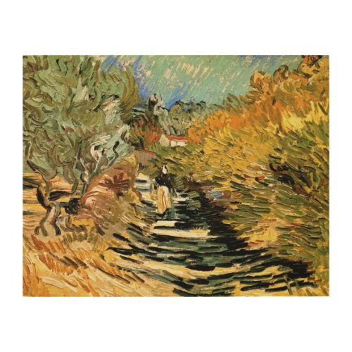 Road at St Remy with Figure by Vincent van Gogh Wood Wall Art