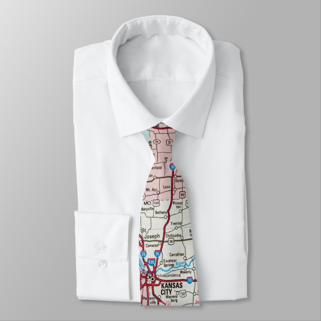 Road Atlas Neck Tie (Tied)