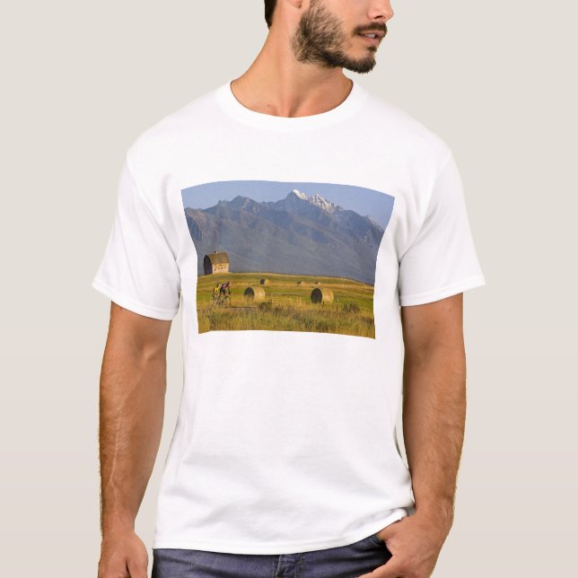 Road bicyclists race down back country road in T-Shirt (Front)