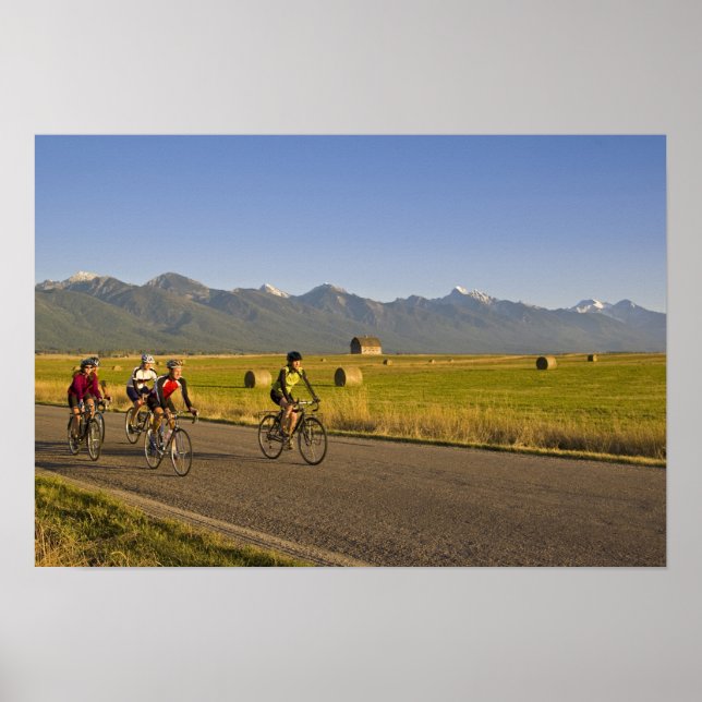 Road bicyclists ride down a back country road poster (Front)