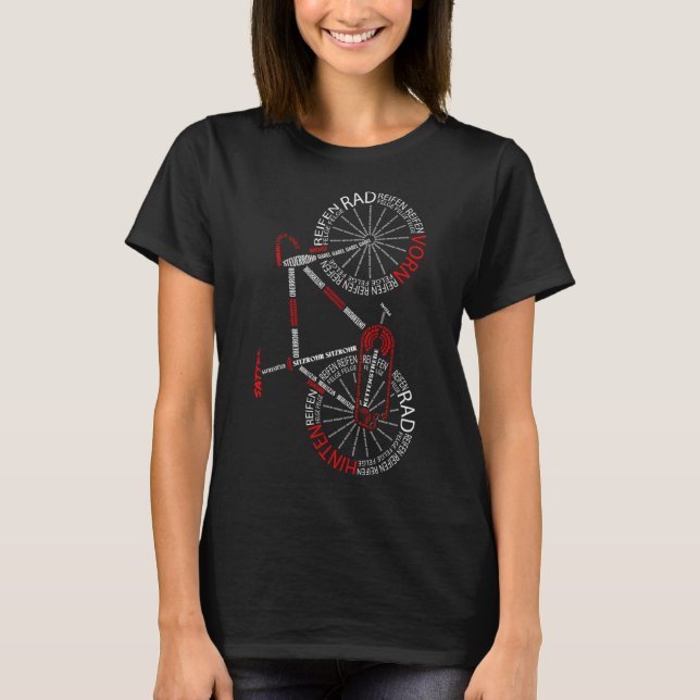 Road bike anatomy German bicycle components T-Shirt (Front)