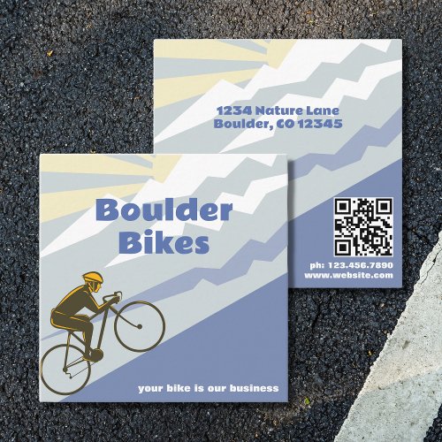 Road Bike _ Bike Shop _ Bike Repair QR Code Square Business Card