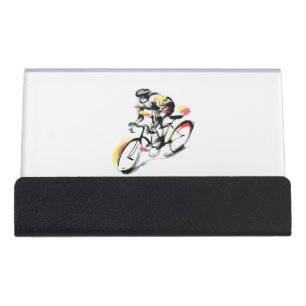 Road bike desk business card holder