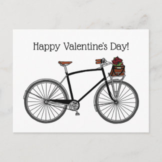 Road Bike Happy Valentine's_White Postcard