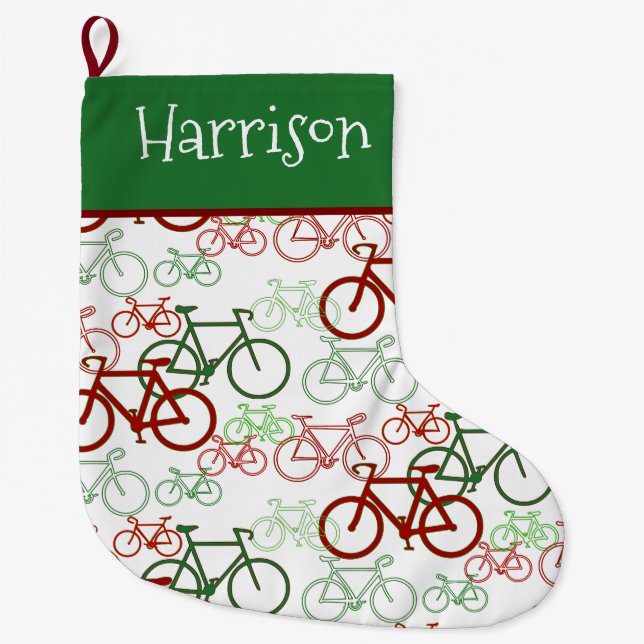 Road Bikes Personalized Christmas Stocking (Front)