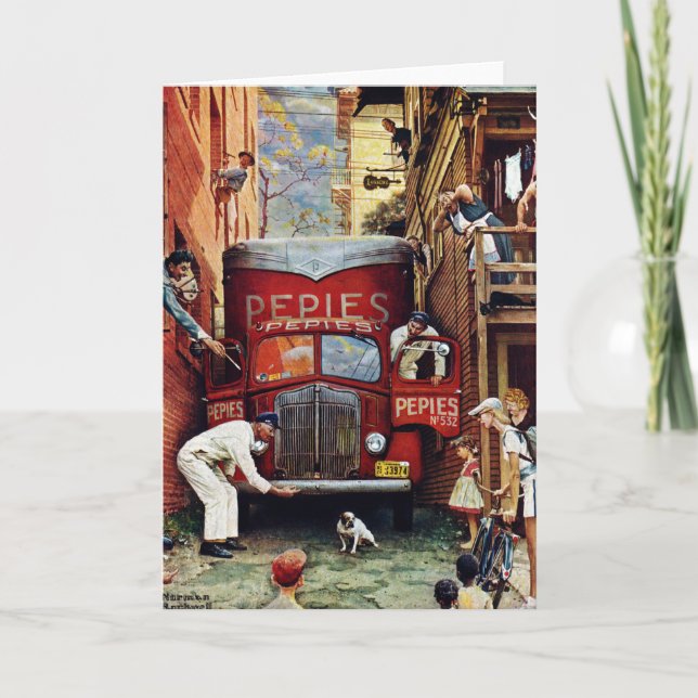 Road Block by Norman Rockwell Card (Front)