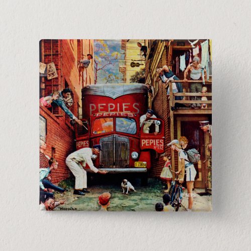 Road Block by Norman Rockwell Pinback Button
