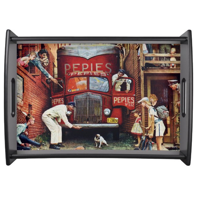 Road Block by Norman Rockwell Serving Tray (Front)