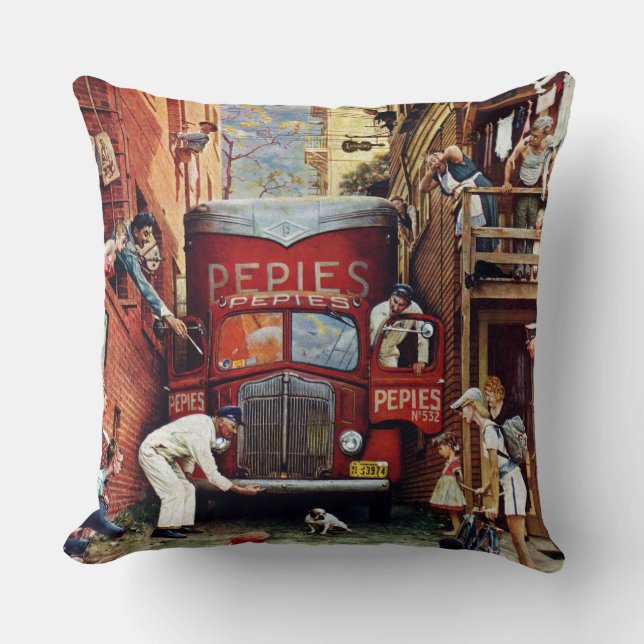 Road Block by Norman Rockwell Throw Pillow (Front)