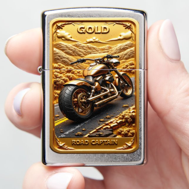 Road Captain Golden Mountain Cruiser Zippo Lighter (In Hand)