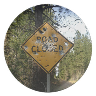 Road Closed Sign Dinner Plate
