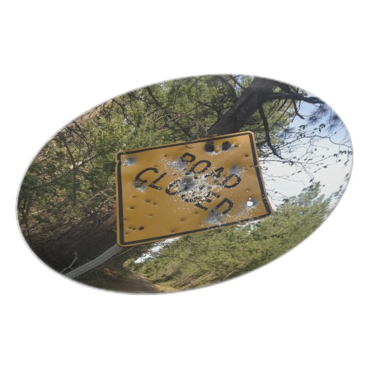 Road Closed Sign Dinner Plate (Left Side)