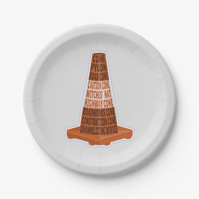 Road Cone Orange Taraffic cone Paper Plates (Front)