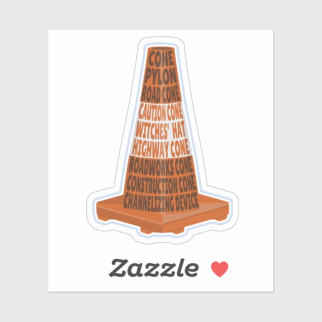 Road Cone Orange Taraffic cone Sticker (Sheet)
