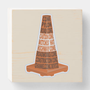 Road Cone Orange Taraffic cone Wooden Box Sign