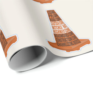 Road Cone Orange Taraffic cone Wrapping Paper