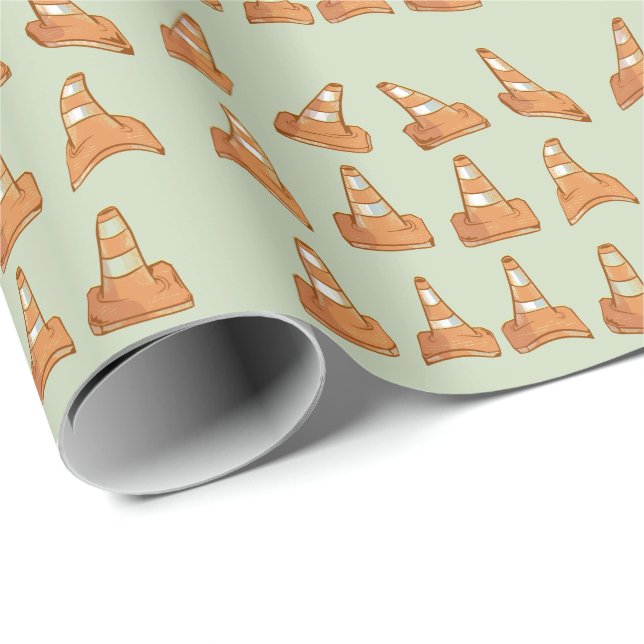 Road Cone Pattern Wrapping Paper (Roll Corner)