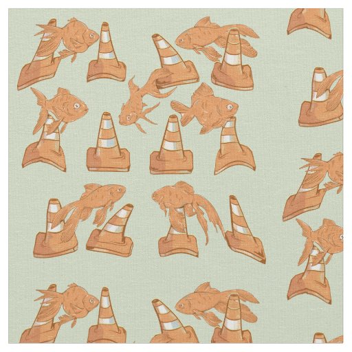 Road Cones and orange goldfish Fabric
