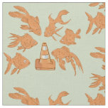 Road Cones and orange goldfish Fabric
