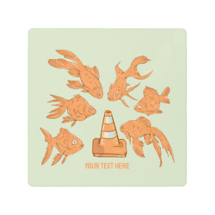 Road Cones and orange goldfish Metal Print