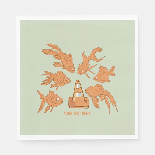 Road Cones and orange goldfish Napkins (Front)