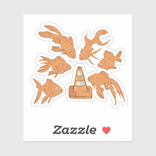 Road Cones and orange goldfish Sticker (Sheet)