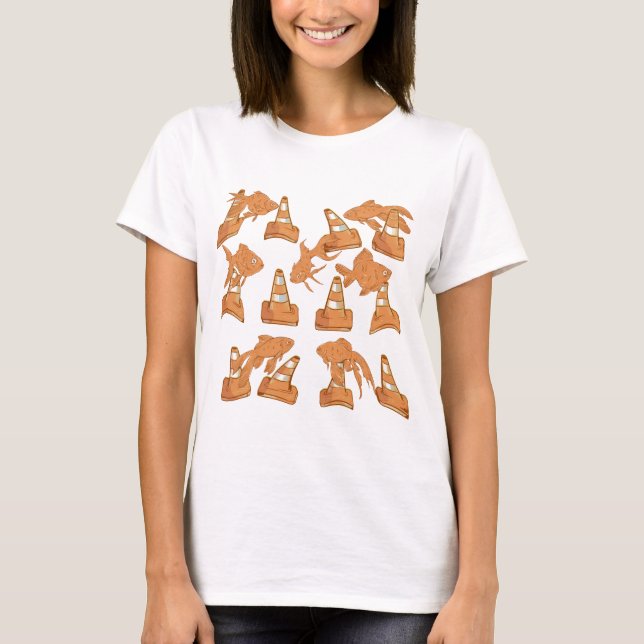 Road Cones and orange goldfish T-Shirt (Front)