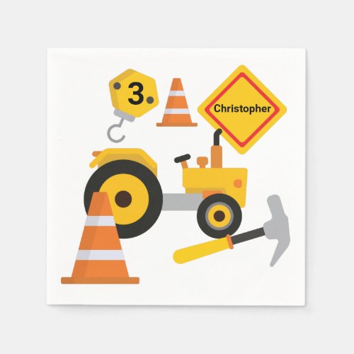 Road Construction Childs Birthday Party Napkins
