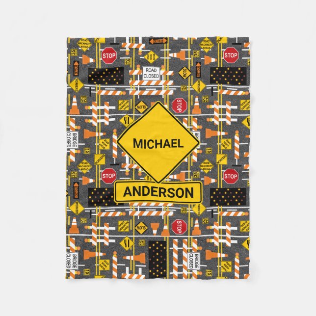 Road Construction Signs  Fleece Blanket (Front)