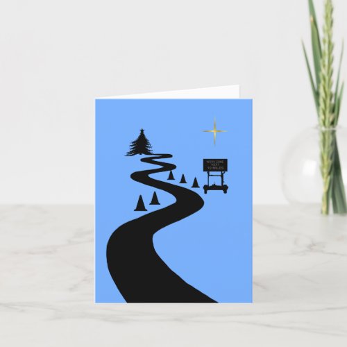 Road Construction Silhouette Christmas Card