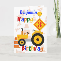 Road Construction Vehicle 3rd Birthday Card