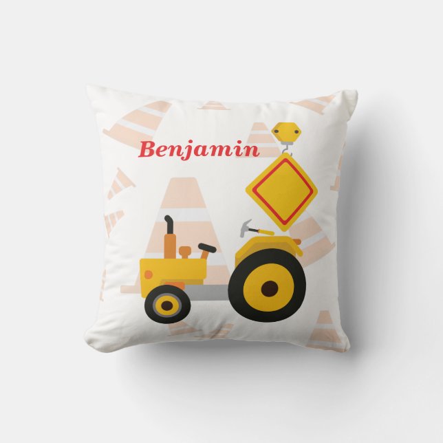Road Construction vehicle Throw Pillow (Front)