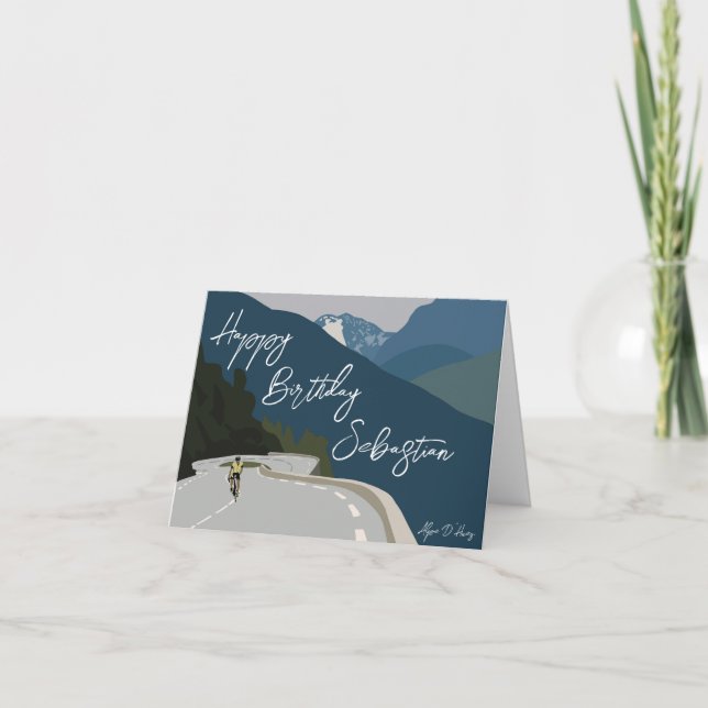 Road cycling digital print birthday thank you card (Front)