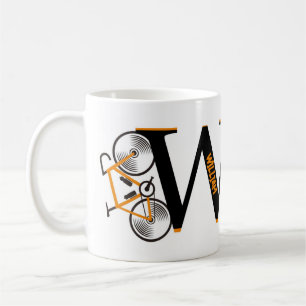 Road cycling letter name coffee mug