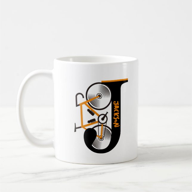 Road cycling letter name  coffee mug (Left)