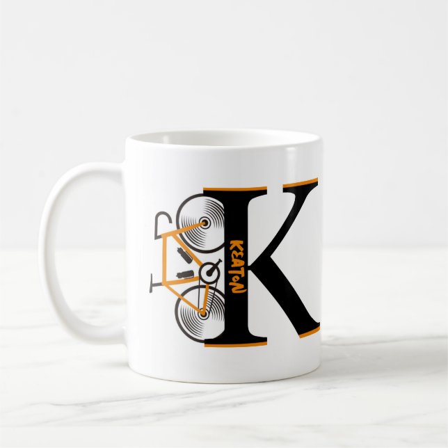 Road cycling letter name  coffee mug (Left)