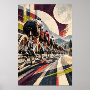 Road Cycling Peloton Wall Art – Abstract Geometric