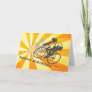 Road Cyclists with Retro Sunburst Biking Birthday Card