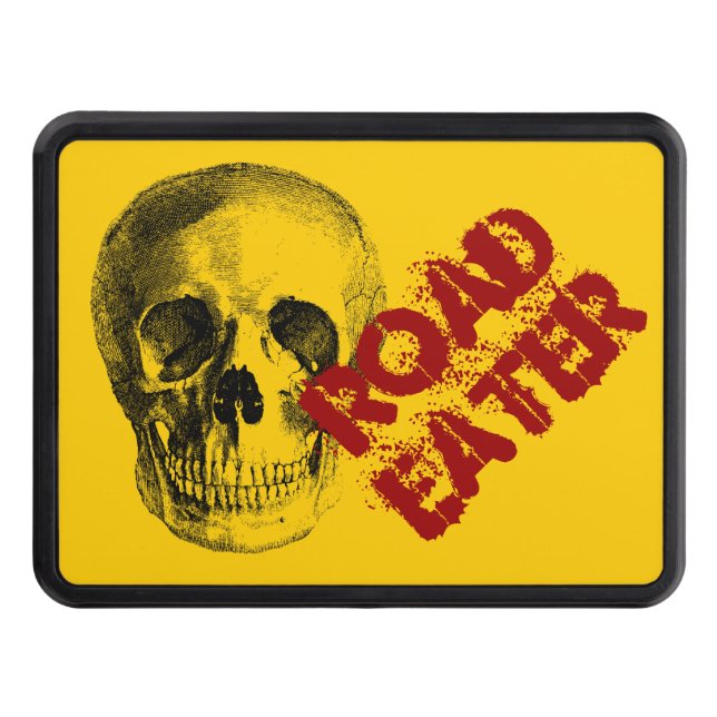 Road Eater Skeleton Skull Trailer Hitch Cover (Front)