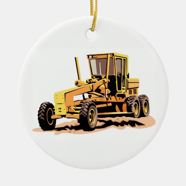 Road Grader Ceramic Ornament (Front)