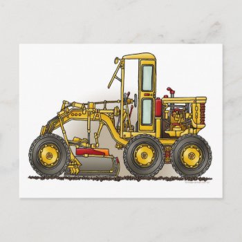 Road Grader Construction Post Card by justconstruction at Zazzle