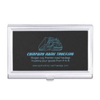 Road Haulage Semi-Truck blue logo Business Card Case