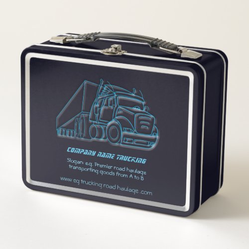 Road Haulage Semi_Truck blue logo Metal Lunch Box