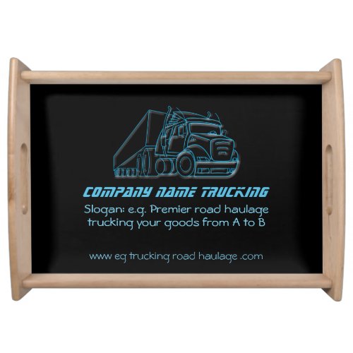 Road Haulage Semi_Truck blue logo Serving Tray