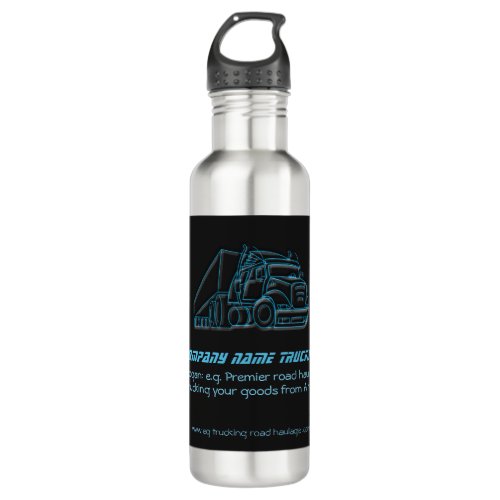 Road Haulage Semi_Truck blue logo Stainless Steel Water Bottle